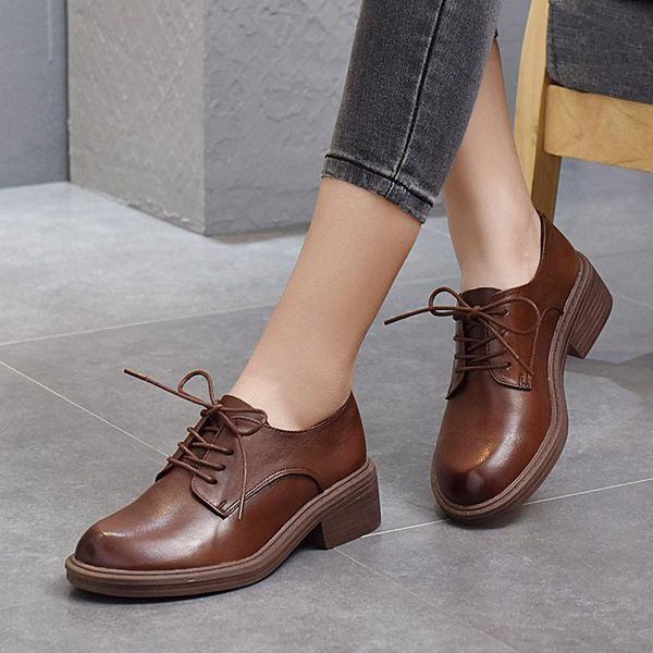 dress shoes round style genuine leather single women's spring 2021 lace-up deep-mouth casual woman mid-heel low-top, Black
dress shoes round style genuine leather single women's spring 2021 lace-up deep-mouth casual woman mid-heel low-top, Black
