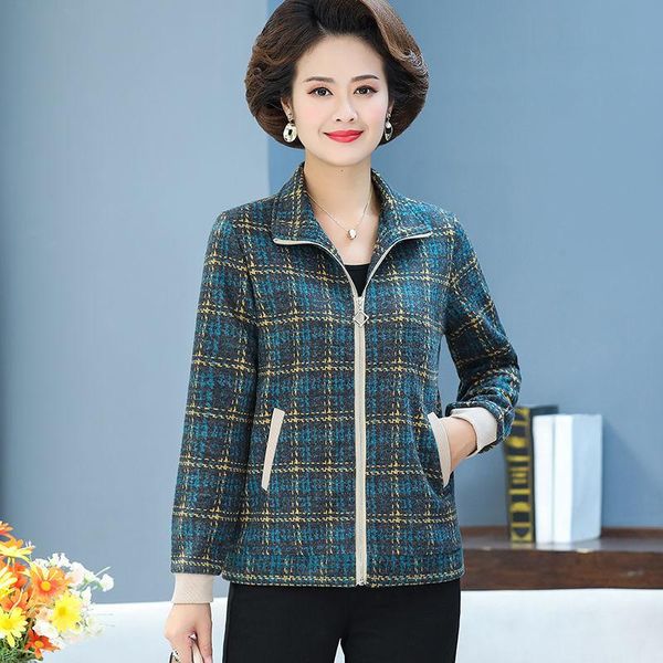 women's jackets 2021 autumn plaid short coat long sleeve middle-aged women zipper outerwear plus size 5xl w519, Black;brown
women's jackets 2021 autumn plaid short coat long sleeve middle-aged women zipper outerwear plus size 5xl w519, Black;brown