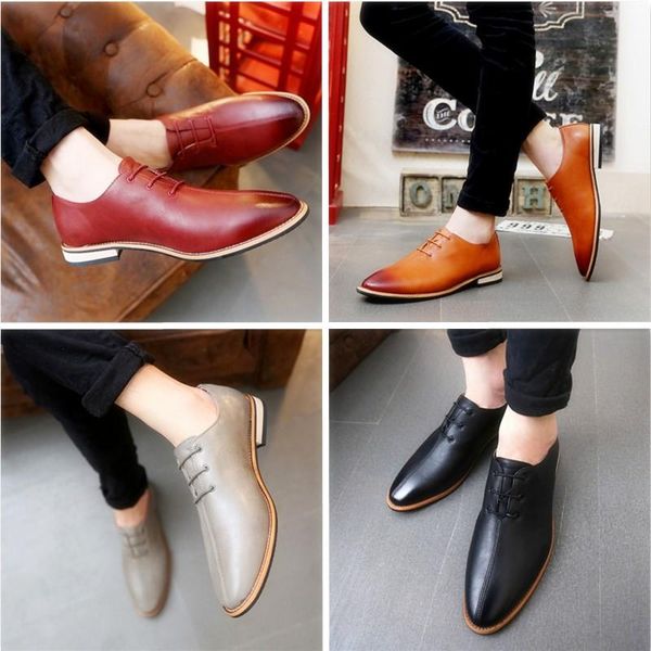 dress shoes spring leather men's fashion lacing flats male pointed toe oxfords, Black
dress shoes spring leather men's fashion lacing flats male pointed toe oxfords, Black