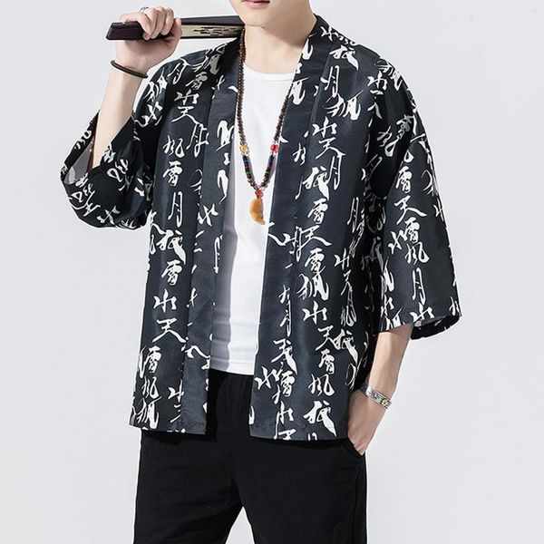 men's jackets fashion men casual comfortable kimono cardigan letter printed japanese style yukata loose jacket robe coat baggy outwear, Black;brown
men's jackets fashion men casual comfortable kimono cardigan letter printed japanese style yukata loose jacket robe coat baggy outwear, Black;brown