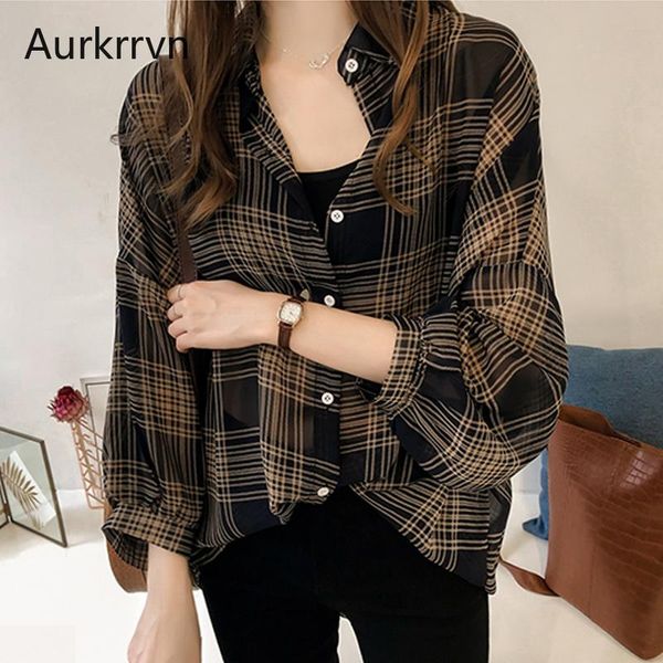 women's blouses & shirts aurkrrvn plus size plaid sunscreen shirt woman long sleeve summer loose oversize blouse casual women, White
women's blouses & shirts aurkrrvn plus size plaid sunscreen shirt woman long sleeve summer loose oversize blouse casual women, White