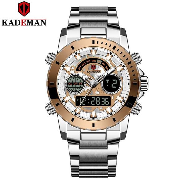 wristwatches kademan brand men sport watchs dual display analog digital led electronic quartz wristwatchs waterproof stainless military watc, Slivery;brown
wristwatches kademan brand men sport watchs dual display analog digital led electronic quartz wristwatchs waterproof stainless military watc, Slivery;brown