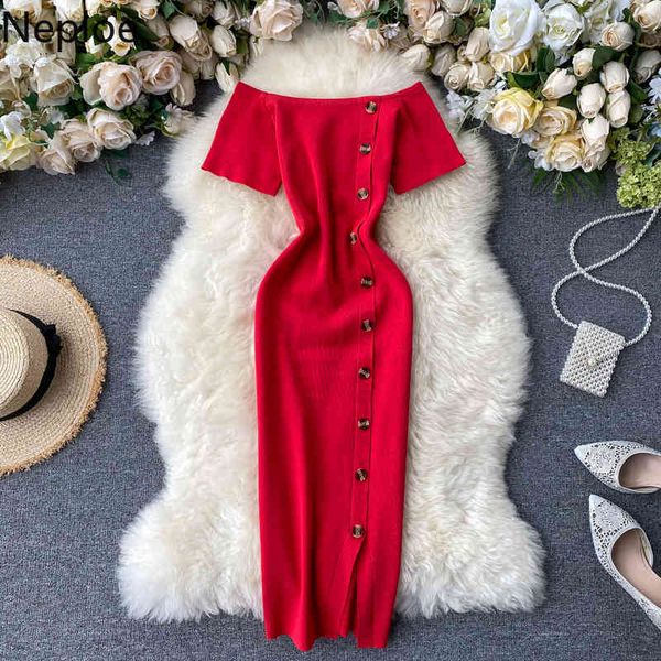 neploe knitted single breasted dress women slash neck short sleeve vestidos elegant slim stretch waist bodycon dresses 210423, Black;gray
neploe knitted single breasted dress women slash neck short sleeve vestidos elegant slim stretch waist bodycon dresses 210423, Black;gray