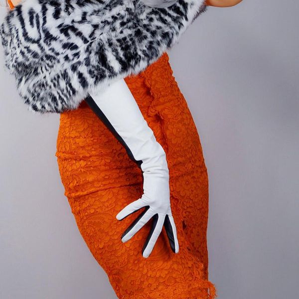 five fingers gloves real leather women touch screen 45cm long style stitching black white red green latex bright pure sheepskin wzp57, Blue;gray
five fingers gloves real leather women touch screen 45cm long style stitching black white red green latex bright pure sheepskin wzp57, Blue;gray