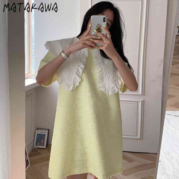 matakawa sweet big lapel woman dress lace stitching robe femme loose tweed dress korean chic summer vestido feminino 210513, Black;gray
matakawa sweet big lapel woman dress lace stitching robe femme loose tweed dress korean chic summer vestido feminino 210513, Black;gray