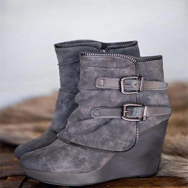 boots women's ladies autumn round toe shoes zip snow outdoor flock leather short wedges high heel, Black
boots women's ladies autumn round toe shoes zip snow outdoor flock leather short wedges high heel, Black