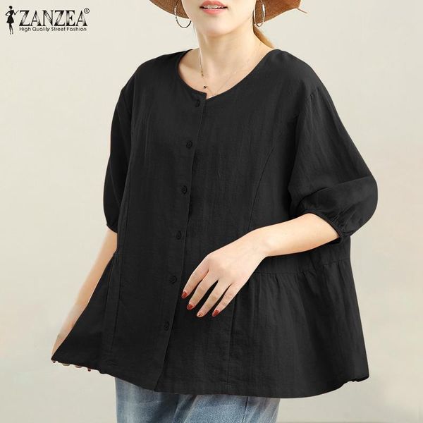 women's blouses & shirts zanzea 2021 kaftan solid summer puff sleeve casual blusas female button tunic oversize chemise o neck top, White
women's blouses & shirts zanzea 2021 kaftan solid summer puff sleeve casual blusas female button tunic oversize chemise o neck top, White