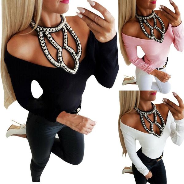 autumn women beaded v-neck long sleeve blouse ladies slim casual hollow out bead pullover women's blouses & shirts, White
autumn women beaded v-neck long sleeve blouse ladies slim casual hollow out bead pullover women's blouses & shirts, White
