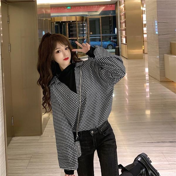 retro versatile contrast long sleeve shirt fake two piece bottoming women's polos, White
retro versatile contrast long sleeve shirt fake two piece bottoming women's polos, White