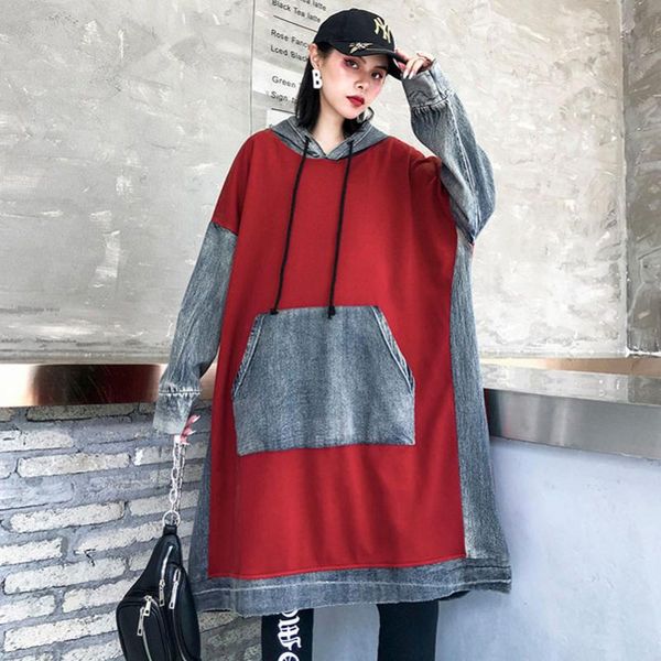 women's hoodies & sweatshirts qpfjqd high street 2021 winter oversize women denim clothes long hooded casual ladies pocket jeans sweats, Black
women's hoodies & sweatshirts qpfjqd high street 2021 winter oversize women denim clothes long hooded casual ladies pocket jeans sweats, Black