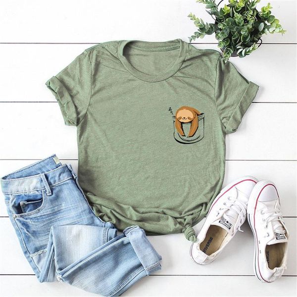 women's t-shirt pocket sloth print 100% cotton cute graphic tees summer plus size 5xl t shirt women harajuku vintage, White
women's t-shirt pocket sloth print 100% cotton cute graphic tees summer plus size 5xl t shirt women harajuku vintage, White