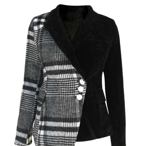 stitching grid irregular women's blazer waist slim suit casual streetwear female sets office ladies suits & blazers, White;black
stitching grid irregular women's blazer waist slim suit casual streetwear female sets office ladies suits & blazers, White;black