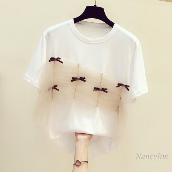 t shirt mesh bow stitching round neck short sleeve t-shirt women's clothing summer wear casual white tee ropa mujer
t shirt mesh bow stitching round neck short sleeve t-shirt women's clothing summer wear casual white tee ropa mujer
