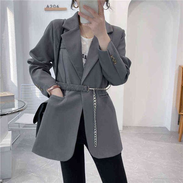 temperament gray casual suit coat women's spring and autumn korean version loose british style 2021 new small man, White;black
temperament gray casual suit coat women's spring and autumn korean version loose british style 2021 new small man, White;black