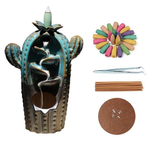 fragrance lamps ceramic cactus backflow incense burner smoke waterfall holder with 20 pcs cones creative home decor
fragrance lamps ceramic cactus backflow incense burner smoke waterfall holder with 20 pcs cones creative home decor