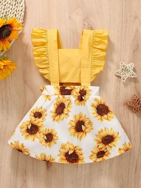 baby floral print ruffle trim overall dress she, Red;yellow
baby floral print ruffle trim overall dress she, Red;yellow