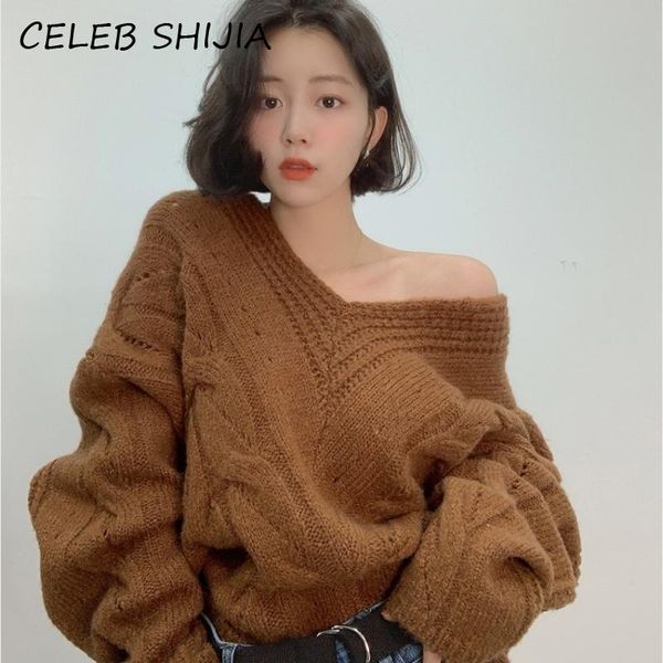 women's sweaters shijia autumn v-neck sweater female long-sleeve thicken warm knitting pullovers woman loose brown knitted pullover win, White;black
women's sweaters shijia autumn v-neck sweater female long-sleeve thicken warm knitting pullovers woman loose brown knitted pullover win, White;black