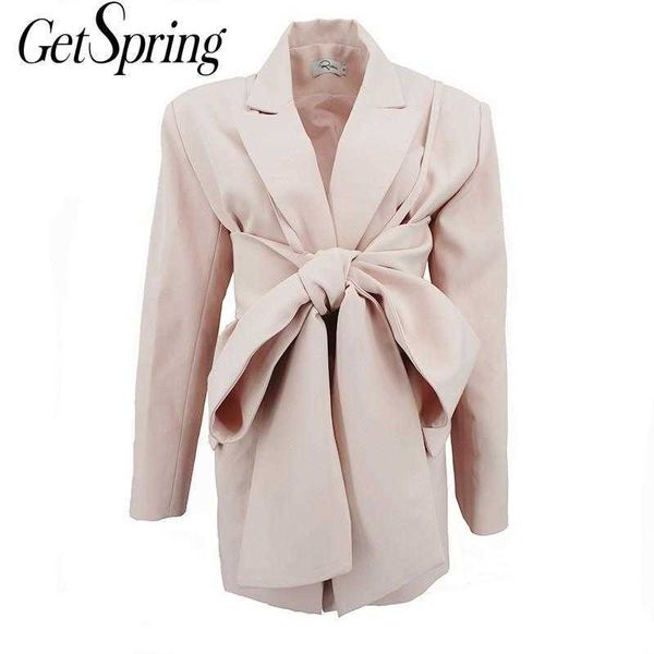 getspring women blazer bow bandage suit long sleeve ladies pink coat fashion women's slim jacket spring 210601, White;black
getspring women blazer bow bandage suit long sleeve ladies pink coat fashion women's slim jacket spring 210601, White;black