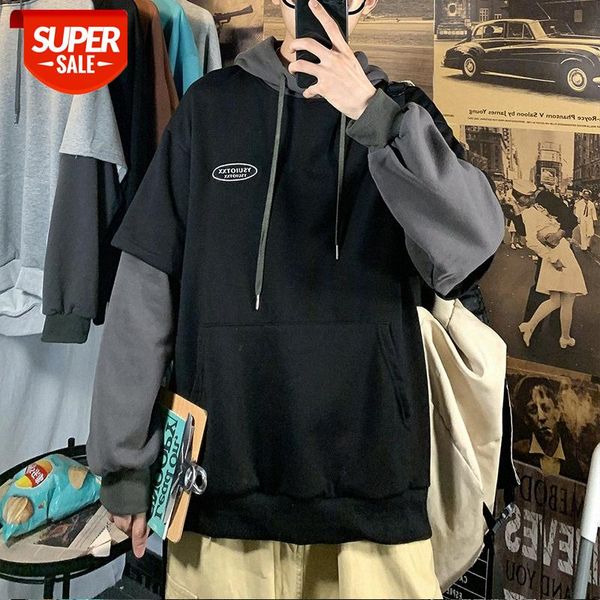 hong kong style fake two-piece hooded plus fleece sweater men's korean version of the trend loose couple hedging outer jacket #zk11, Black
hong kong style fake two-piece hooded plus fleece sweater men's korean version of the trend loose couple hedging outer jacket #zk11, Black