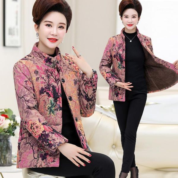 women's down & parkas winter jackets female retro buckle national wind plus cotton velvet thickening single-breasted printing coat, Black
women's down & parkas winter jackets female retro buckle national wind plus cotton velvet thickening single-breasted printing coat, Black