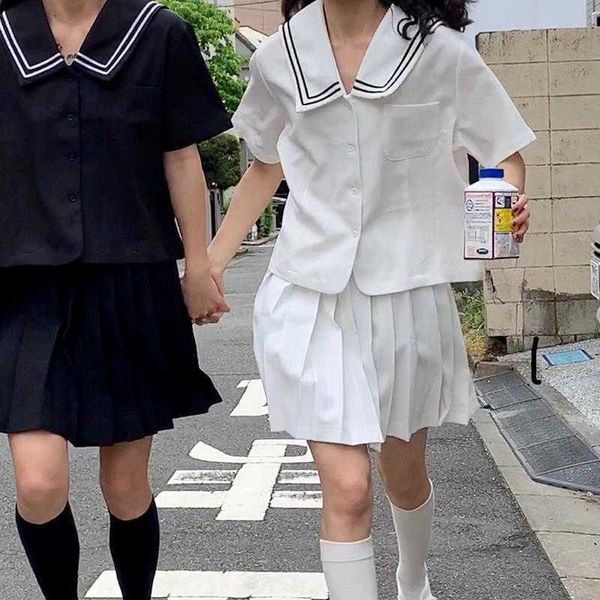 two piece set japanese solid color mini pleated skirt casual large size harajuku fashion ulzzang preppy style female uniform 210608, White
two piece set japanese solid color mini pleated skirt casual large size harajuku fashion ulzzang preppy style female uniform 210608, White