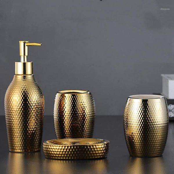 bath accessory set 4 pcs/ lot nordic golden ceramic wash bathroom accessories soap dispenser toothbrush holder supplies
bath accessory set 4 pcs/ lot nordic golden ceramic wash bathroom accessories soap dispenser toothbrush holder supplies