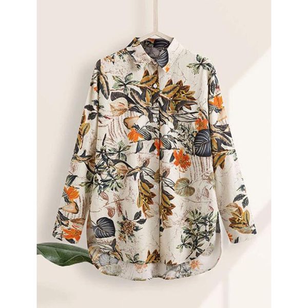women's knits & tees girl's blouse long sleeve retro flower printing loose cotton and linen shirts lxh, White
women's knits & tees girl's blouse long sleeve retro flower printing loose cotton and linen shirts lxh, White