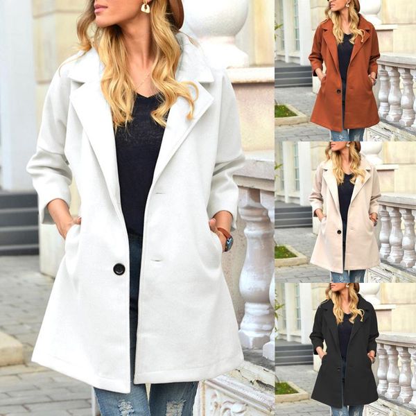 women's wool & blends casual winter women woolen jacket long sleeve lapel coat solid color pocket wild elegant cardigan outcoat tempera, Black
women's wool & blends casual winter women woolen jacket long sleeve lapel coat solid color pocket wild elegant cardigan outcoat tempera, Black