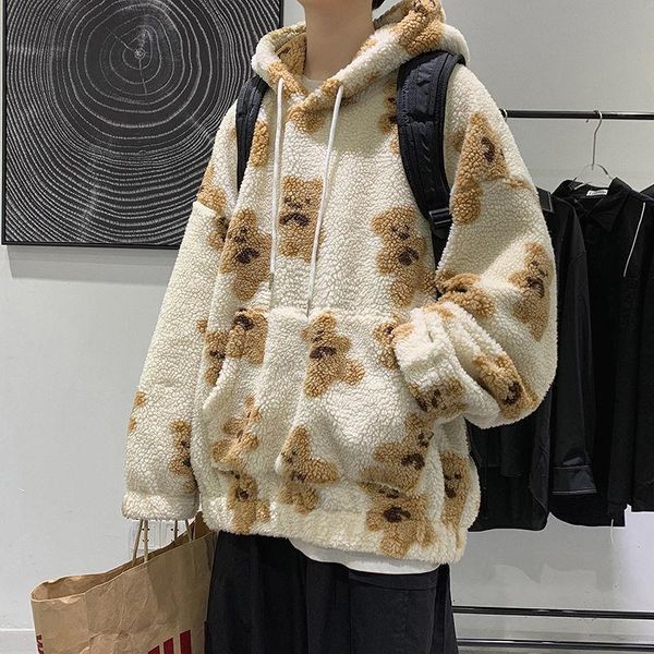 men's hoodies & sweatshirts hip hop lambswool jacket bear print hoodie pullover men harajuku streetwear loose hooded coat outwear winte, Black
men's hoodies & sweatshirts hip hop lambswool jacket bear print hoodie pullover men harajuku streetwear loose hooded coat outwear winte, Black