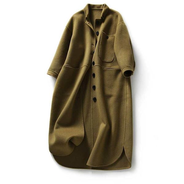 women's wool & blends 2021 fashion woolen coat autumn korean loose mid-long single-breasted jacket women outwear overcoat, Black
women's wool & blends 2021 fashion woolen coat autumn korean loose mid-long single-breasted jacket women outwear overcoat, Black
