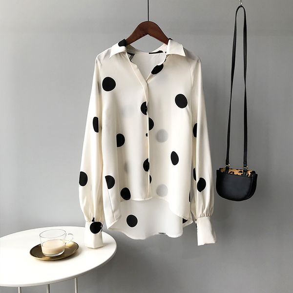 spring autumn french retro polka dot chiffon shirt women's long-sleeved loose korean clothes temperament 210514, White
spring autumn french retro polka dot chiffon shirt women's long-sleeved loose korean clothes temperament 210514, White