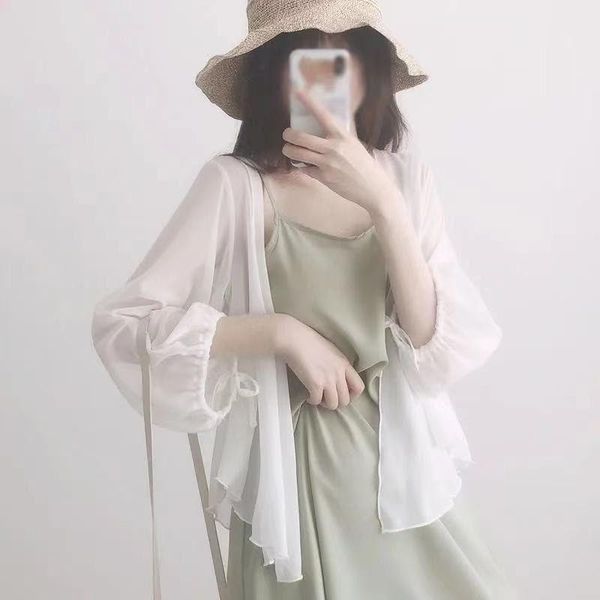 women's blouses & shirts thin fashion women 2021 bandage shirt summer casual and chiffon protective arm sleeves, White
women's blouses & shirts thin fashion women 2021 bandage shirt summer casual and chiffon protective arm sleeves, White