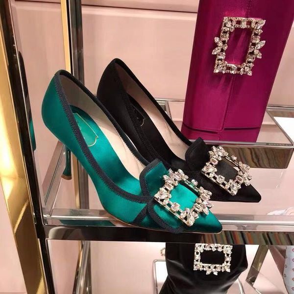 dress shoes womens silk real leather rhinestones crystal buckle pointed toe stilettos high heel pumps retro 2colors arrival, Black
dress shoes womens silk real leather rhinestones crystal buckle pointed toe stilettos high heel pumps retro 2colors arrival, Black