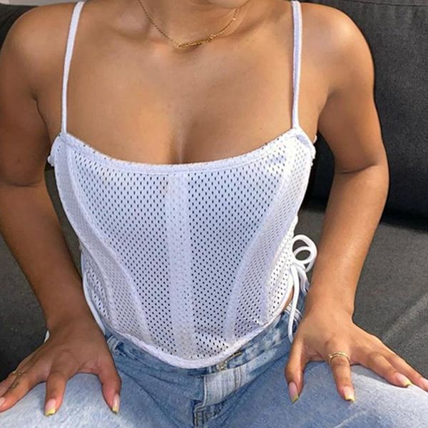 fashion breathable mesh tank summer style women camisoles tunic spaghetti strapbackless lace up crop streetwear women's tanks & camis, White
fashion breathable mesh tank summer style women camisoles tunic spaghetti strapbackless lace up crop streetwear women's tanks & camis, White