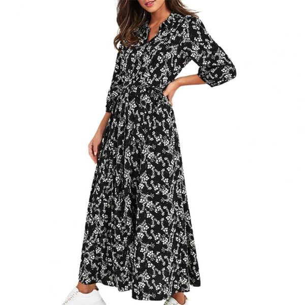 casual dresses 3/4 sleeve maxi dress turn down collar women floral print v-neck belt vintage sundress, Black;gray
casual dresses 3/4 sleeve maxi dress turn down collar women floral print v-neck belt vintage sundress, Black;gray
