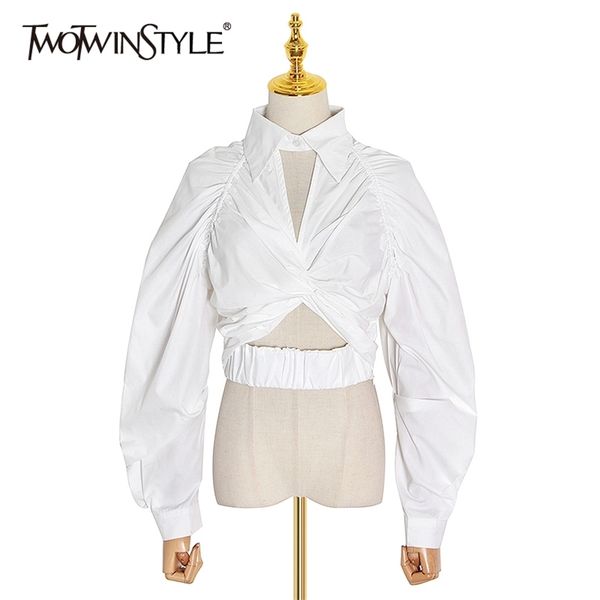 casual ruched women blouse lapel collar lantern long sleeve hollow out short shirt female fashion clothing 210524, White
casual ruched women blouse lapel collar lantern long sleeve hollow out short shirt female fashion clothing 210524, White