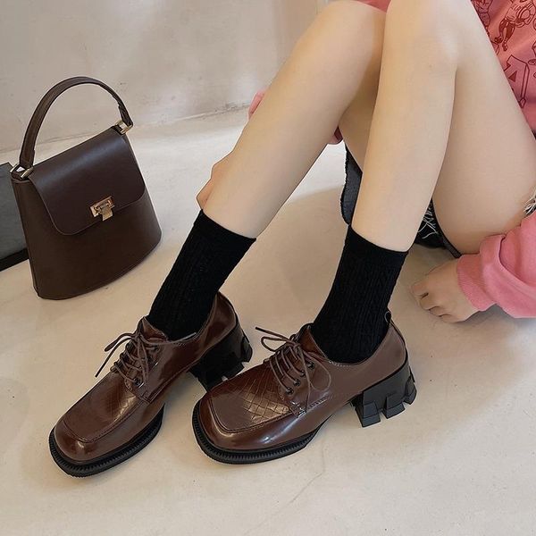 dress shoes autumn style women's oxford casual leather high heels rubber soles fashion square toe heel comfortable, Black
dress shoes autumn style women's oxford casual leather high heels rubber soles fashion square toe heel comfortable, Black