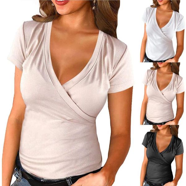 women's blouses & shirts casual summer deep v neck short sleeve warp slim fit shirt lady vintage girls streetwear@, White
women's blouses & shirts casual summer deep v neck short sleeve warp slim fit shirt lady vintage girls streetwear@, White
