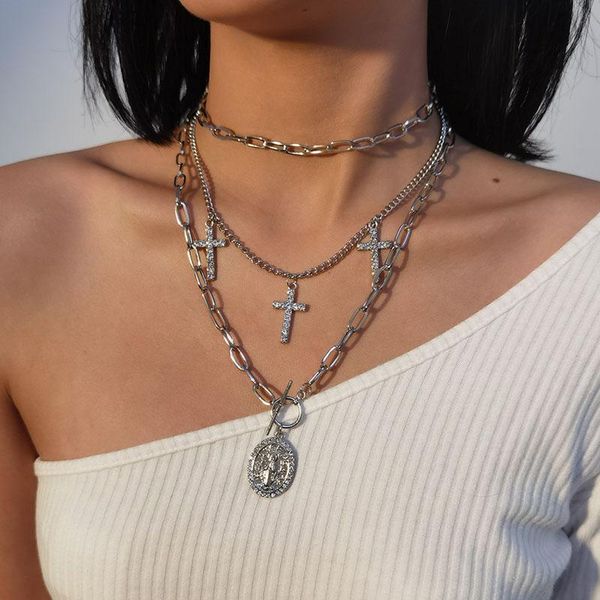 punk exaggerated rhinestone cross figure goddess pendant necklace women vintage multilayer geometric pendants jewelry necklaces, Silver
punk exaggerated rhinestone cross figure goddess pendant necklace women vintage multilayer geometric pendants jewelry necklaces, Silver