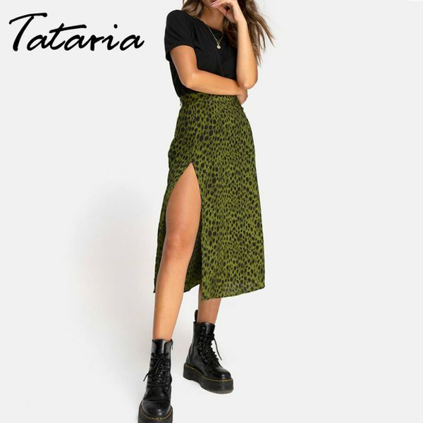 women's high waist leopard skirt chiffon s for women split green print female casual summer s 210514, Black
women's high waist leopard skirt chiffon s for women split green print female casual summer s 210514, Black