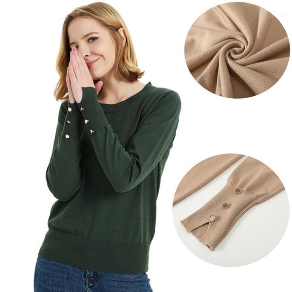 women's sweaters women basic sweater with buttons long sleeve ribbed trim o-neck pullover woman knit clothes, White;black
women's sweaters women basic sweater with buttons long sleeve ribbed trim o-neck pullover woman knit clothes, White;black