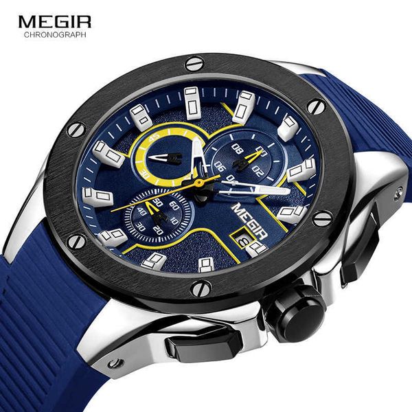 megir men's sports chronograph quartz watches silicone strap luminous waterproof army military wristwatch man relogios 2053 blue 210728, Slivery;brown
megir men's sports chronograph quartz watches silicone strap luminous waterproof army military wristwatch man relogios 2053 blue 210728, Slivery;brown