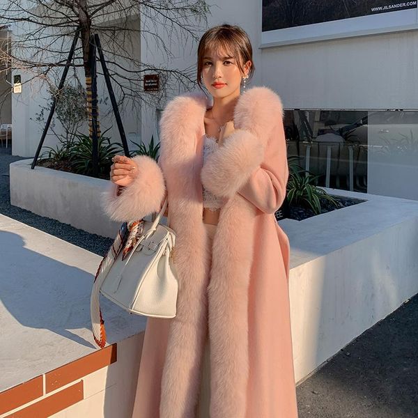 women's wool & blends brand famous 2021 ladies thicker warm woolen coat real fur cashmere outerwear, Black
women's wool & blends brand famous 2021 ladies thicker warm woolen coat real fur cashmere outerwear, Black