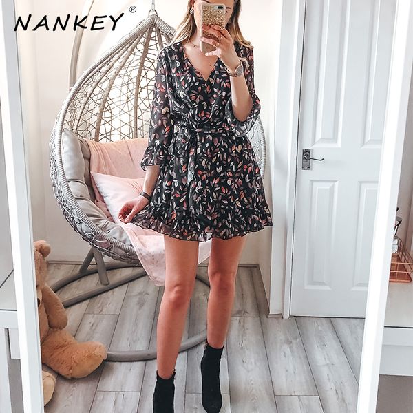 2021nankey leaf print 3/4 sleeve summer dress for women casual leopard v neck mini dress sashes club dress female party vestidos, Black;gray
2021nankey leaf print 3/4 sleeve summer dress for women casual leopard v neck mini dress sashes club dress female party vestidos, Black;gray