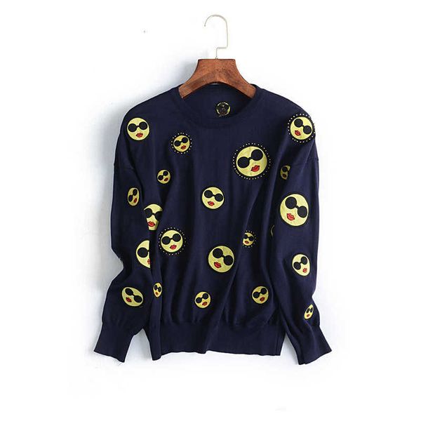 women's two piece pants autumn fashion-embroidered granular nail around the neck long sleeve smiley pattern face uqzd, White
women's two piece pants autumn fashion-embroidered granular nail around the neck long sleeve smiley pattern face uqzd, White