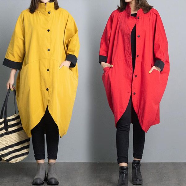 women's trench coats 2021 spring autumn jacket plus size vintage batwing irregular oversize clothes mid-length cardigan female outerwea, Tan;black
women's trench coats 2021 spring autumn jacket plus size vintage batwing irregular oversize clothes mid-length cardigan female outerwea, Tan;black
