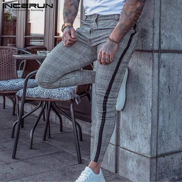 men's pants 2021 all-match casual streetwear stylish pantalones men stitching leisure trouser check plaid chino s-5xl incerun, Black
men's pants 2021 all-match casual streetwear stylish pantalones men stitching leisure trouser check plaid chino s-5xl incerun, Black