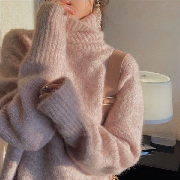 mohair turtleneck sweater women 2021 fall winter new style loose lazy hedging thickened base knit sweater top, White;black
mohair turtleneck sweater women 2021 fall winter new style loose lazy hedging thickened base knit sweater top, White;black