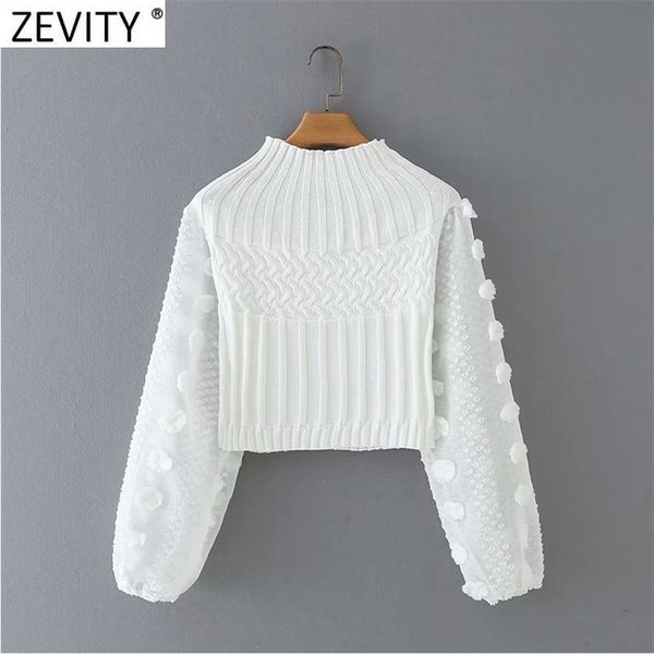 zevity 2021 new women fashion appliques chiffon lantern sleeve patchwork short knitting sweater ladies chic pullovers s631, White;black
zevity 2021 new women fashion appliques chiffon lantern sleeve patchwork short knitting sweater ladies chic pullovers s631, White;black