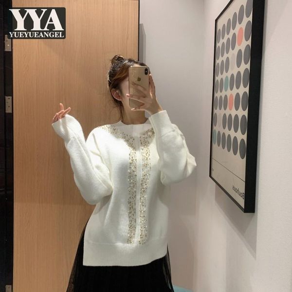women's sweaters women white knitting pullovers o-neck high waist split loose fit asymmetrical beading sweater autumn long sleeve, White;black
women's sweaters women white knitting pullovers o-neck high waist split loose fit asymmetrical beading sweater autumn long sleeve, White;black